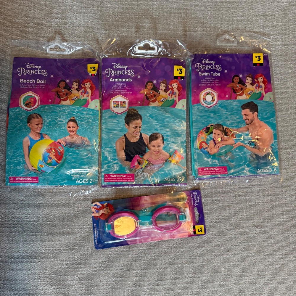 Disney Princess Pool‎ Set Inflatable Beach Ball Armbands Swim Tube Goggles